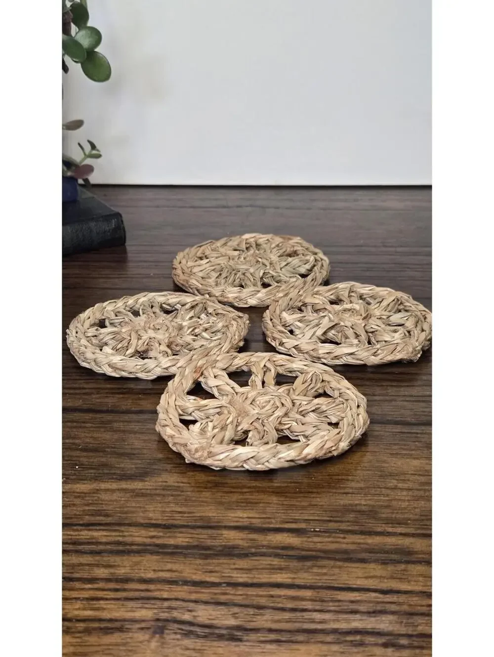 Handmade Woven Sunburst Coasters, Set of 4